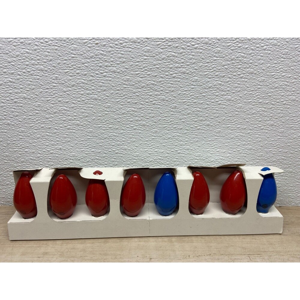 Vtg GE C9.5 Replacement Bulbs 8pk Red And Blue